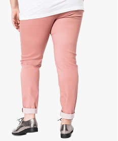 pantalon femme uni a taille elastiquee 2 poches rose pantalons et jeans7216101_3