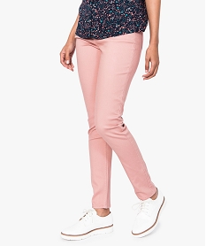 GEMO Pantalon slim uni 5 poches en stretch Rouge