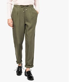 pantalon en tencel taille elastiquee vert7218001_1