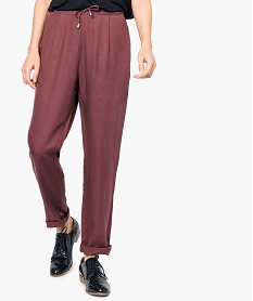 GEMO Pantalon en Tencel taille élastiquée Rose