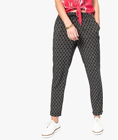 GEMO Pantalon femme imprimé avec taille élastiquée Imprimé