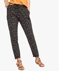 GEMO Pantalon femme imprimé avec taille élastiquée Imprimé