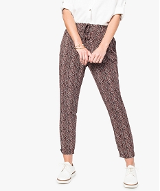 GEMO Pantalon femme imprimé avec taille élastiquée Imprimé