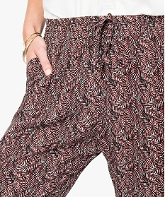 pantalon femme imprime avec taille elastiquee imprime7218901_2