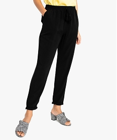 GEMO Pantalon carotte fluide uni Noir