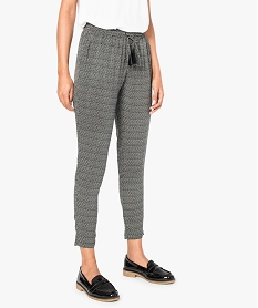 GEMO Pantalon carotte fluide à motifs Noir