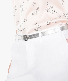 pantalon uni en lin avec ceinture brillante blanc7219901_2