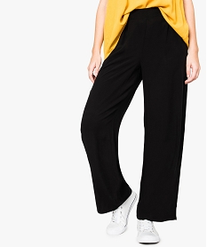 GEMO Pantalon en toile unie avec taille élastiquée Noir