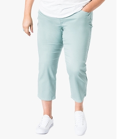 pantacourt femme stretch uni avec petite fente dans le bas vert pantacourts et shorts7221001_1