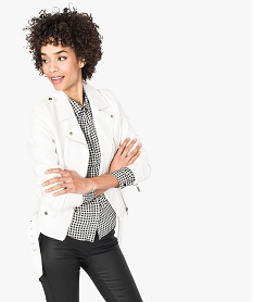 GEMO Veste perfecto avec ceinture en cuir synthétique blanc standard