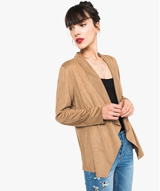 GEMO Veste porté ouvert toucher peau de pêche marron standard