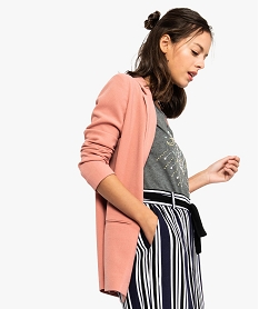 GEMO Veste femme en crêpe lourd fluide et au porter ouvert rose vif