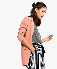 GEMO Veste femme en crêpe lourd fluide et au porter ouvert Rose