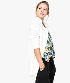 GEMO Veste droite en maille gaufrée blanc standard
