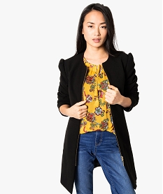 GEMO Manteau droit uni avec fermeture zippée noir standard