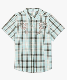 chemise imprimee a manches courtes avec broderies poitrine imprime chemisiers et blouses7226701_4