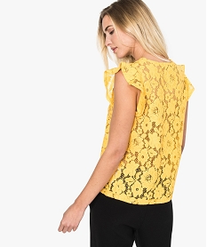 tee-shirt transparent en dentelle fleurie jaune7228501_3
