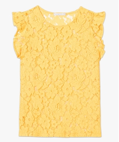 tee-shirt transparent en dentelle fleurie jaune7228501_4