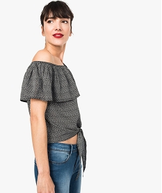 blouse fluide sans manches avec grand volant sur le col noir blouses7228901_1