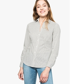 GEMO Chemise cintrée pour femme avec motifs violet chine
