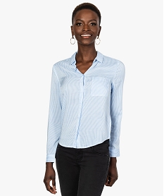 GEMO Chemise femme en maille fluide avec motifs bleu standard