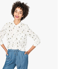 GEMO Chemise femme en maille fluide avec motifs Rouge