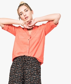 GEMO Chemise en lin à manches 34 Orange