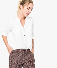 GEMO Chemise en lin à manches 34 blanc standard