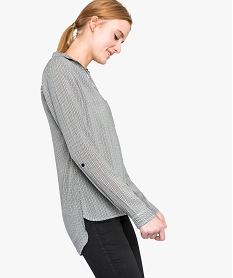 GEMO Blouse femme fluide à motifs et col v à boutons Bleu