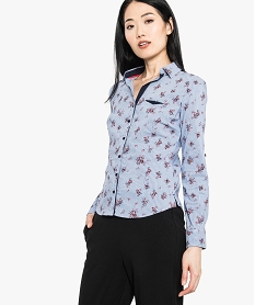 GEMO Chemise à imprimé pour femme Bleu