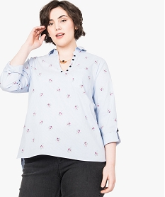 GEMO Blouse femme en stretch à motifs blanc standard