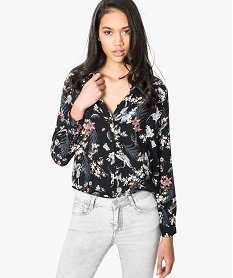 GEMO Chemise longue à motifs fleuris noir standard
