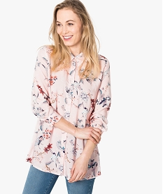 GEMO Chemise longue à motifs fleuris Rose