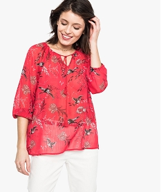 GEMO Blouse femme imprimée transparente manches 34 Imprimé