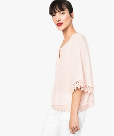 GEMO Blouse froissée avec détails crochet Rose