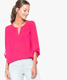 GEMO Chemise fluide avec décolleté fantaisie rose vif