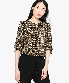GEMO Blouse fluide à motifs kaki standard