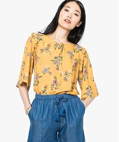 GEMO Blouse fluide à motifs kaki vif