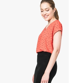 GEMO Top fluide manches courtes à motifs violet chine