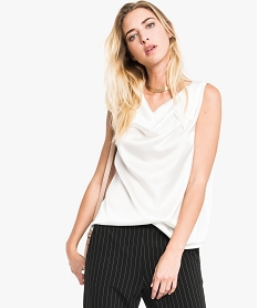 GEMO Débardeur en satin col drapé Blanc