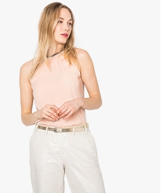 GEMO Chemise unie avec emmanchures américaines et col en perles Rose