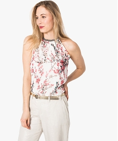 GEMO Chemise à imprimé fleuri avec emmanchures américaines kaki fonce