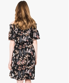 robe courte fleurie avec smocks au col et a la taille imprime7245201_3