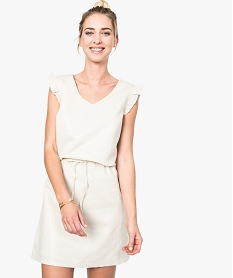 robe en maille pailletee avec volants sur les epaules beige7245301_1