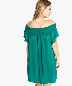 robe fluide a col bateau fronce vert robes7245501_3