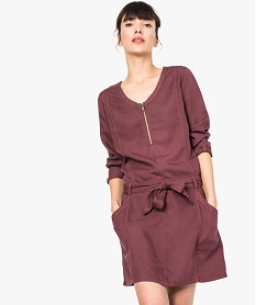 GEMO Robe en Tencel à manches longues Orange
