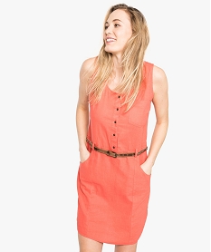 GEMO Robe en lin avec ceinture scintillante orange standard
