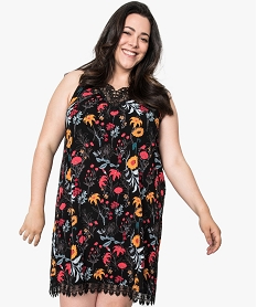 GEMO Robe femme imprimée à décolleté et bretelles en dentelle Imprimé