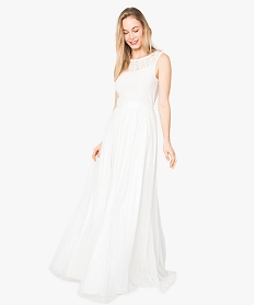 GEMO Robe de mariée en tulle et dentelle blanc chine