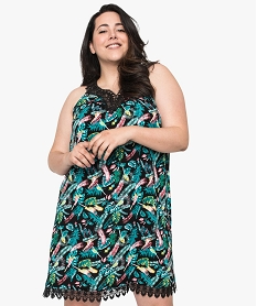 GEMO Robe femme imprimée à décolleté et bretelles en dentelle Imprimé